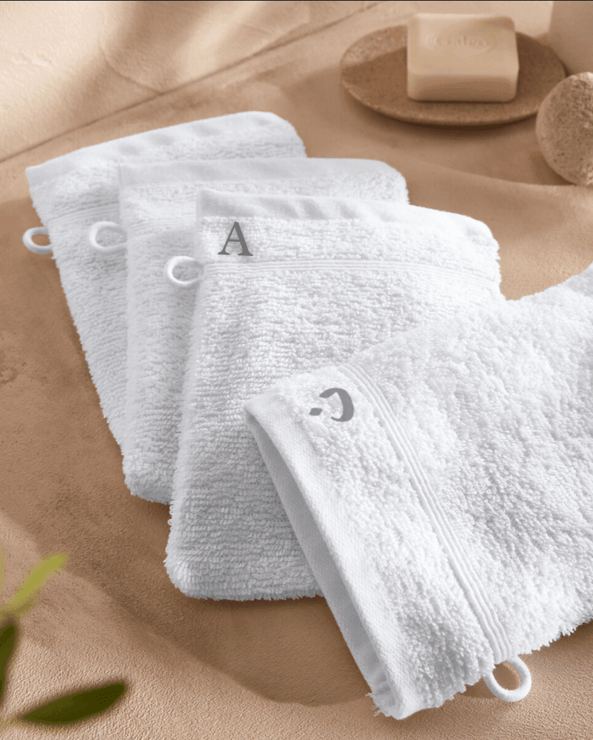 Gant de toilette - Brodée main initiales