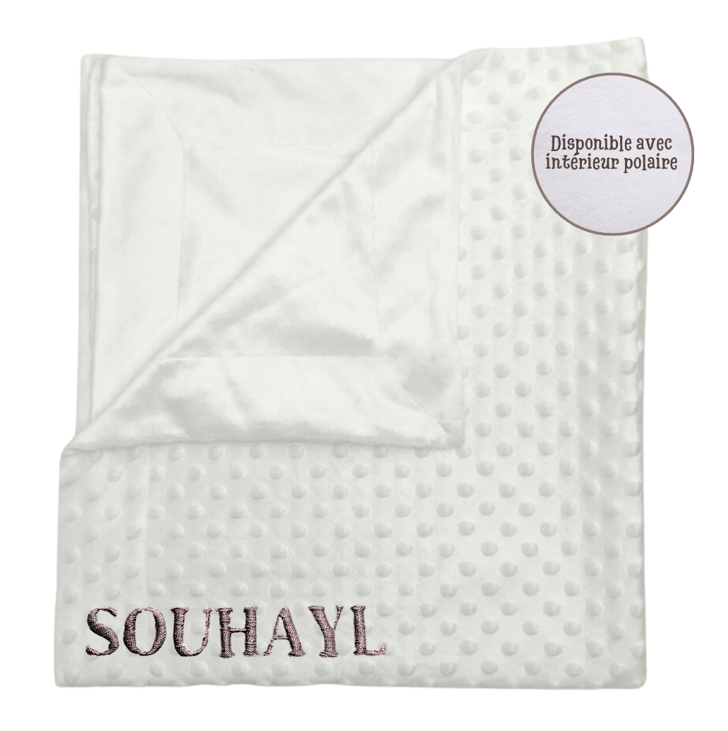 Couverture brodé bébé Minky - Prénom/Sourate