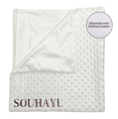 Couverture brodé bébé Minky - Prénom/Sourate