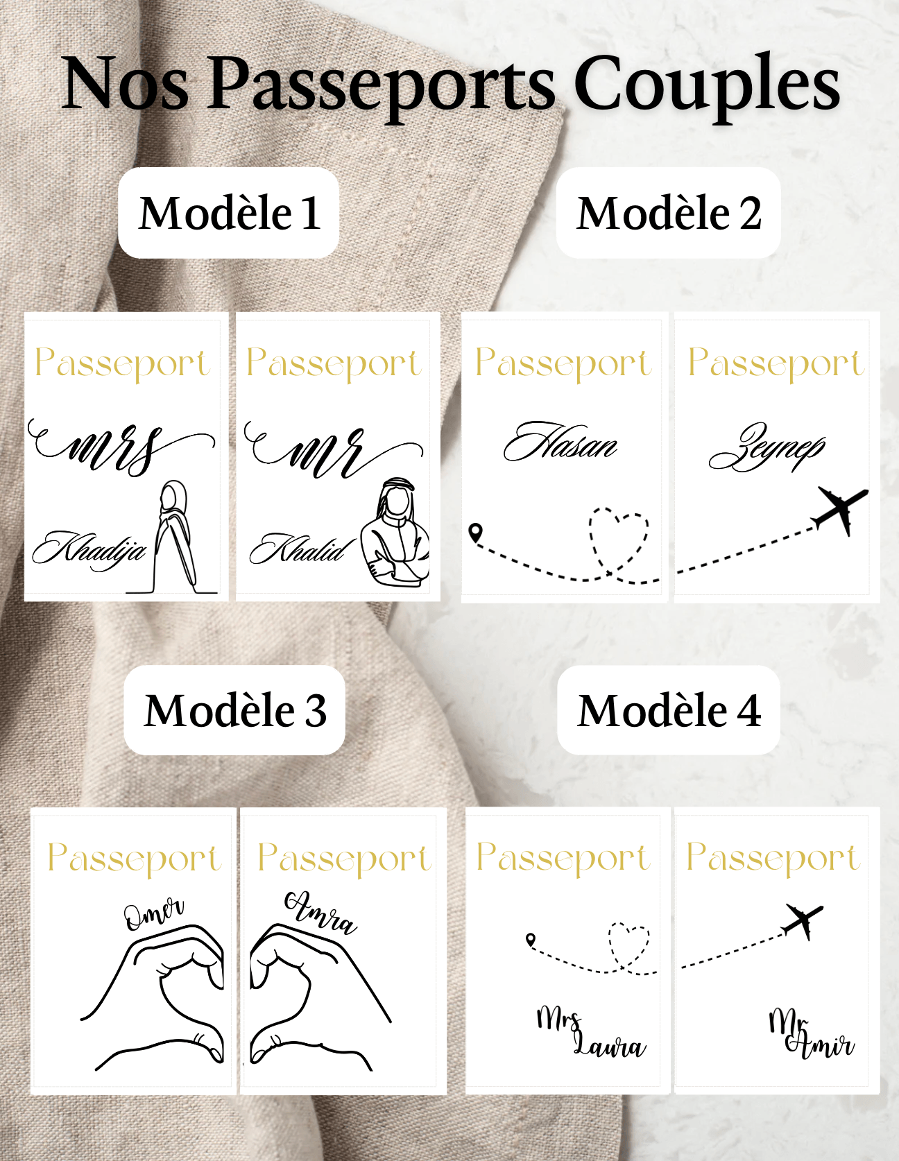 Set de 2 Protège Passeports - Modèle Mrs/Mr