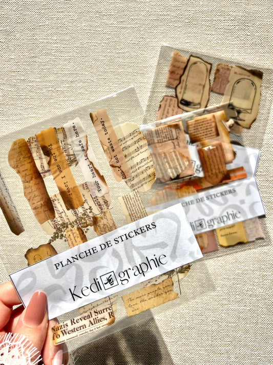2 Planches de Stickers - Papier Vintage