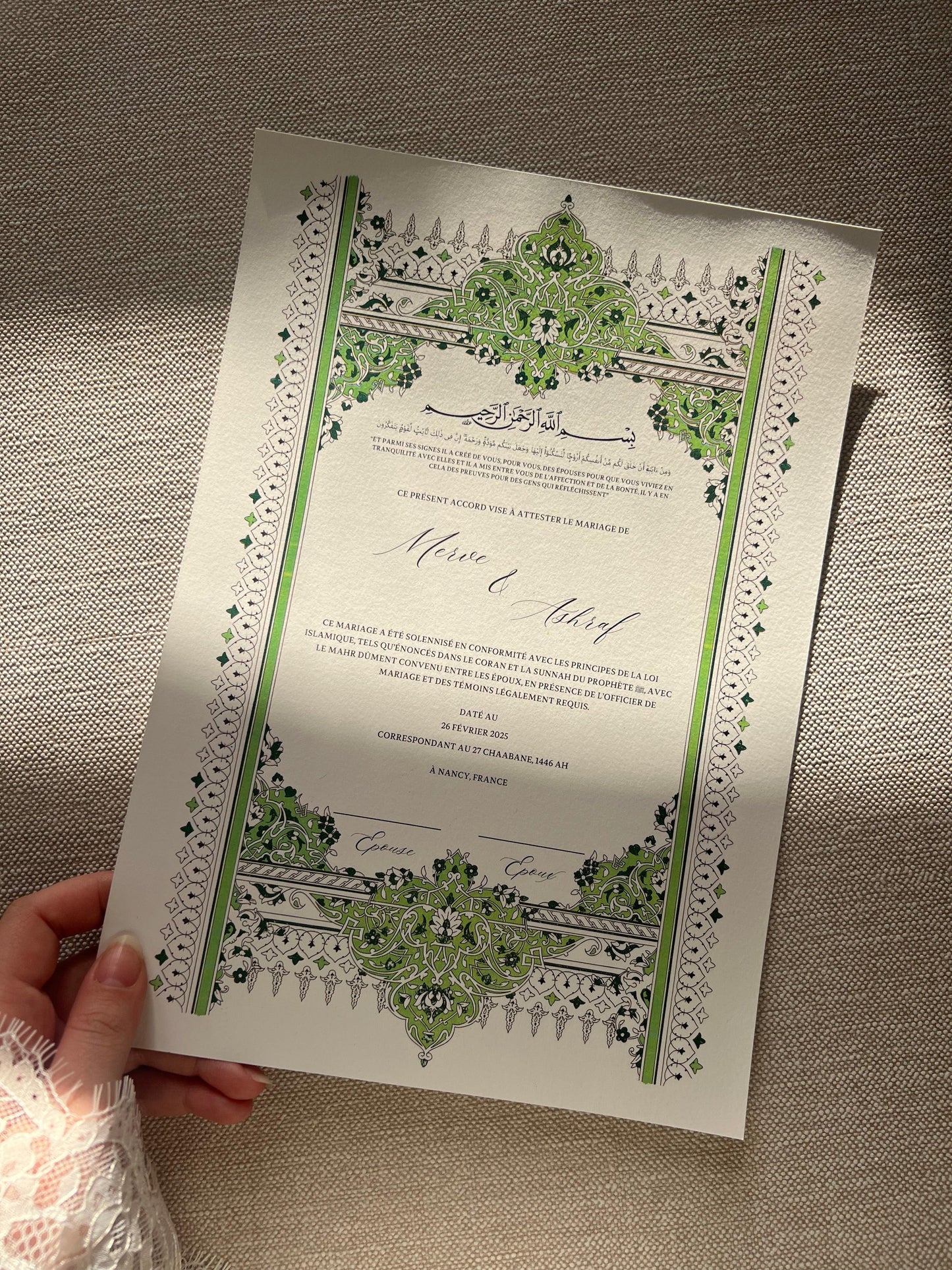 Certificat de Mariage Religieux "VERSAILLES"