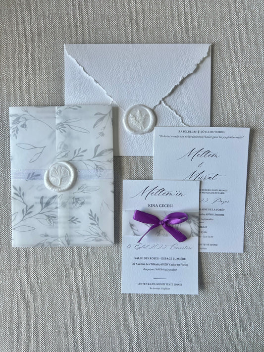 Faire-Part "MELTEM" (Invitation mariage + Henné/Kina/RSVP)