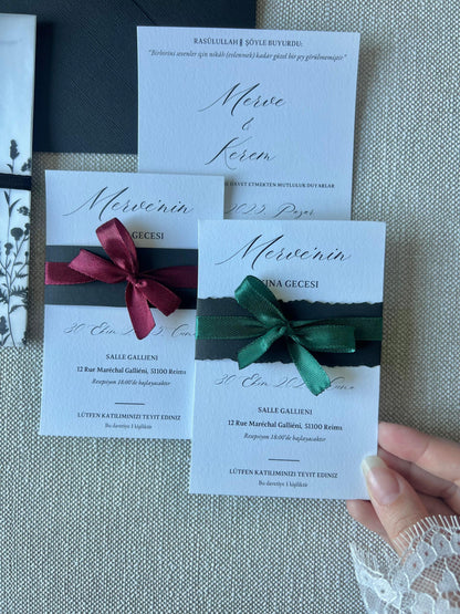 Faire-Part "MERVE" (Invitation mariage + Henné/Kina/RSVP)