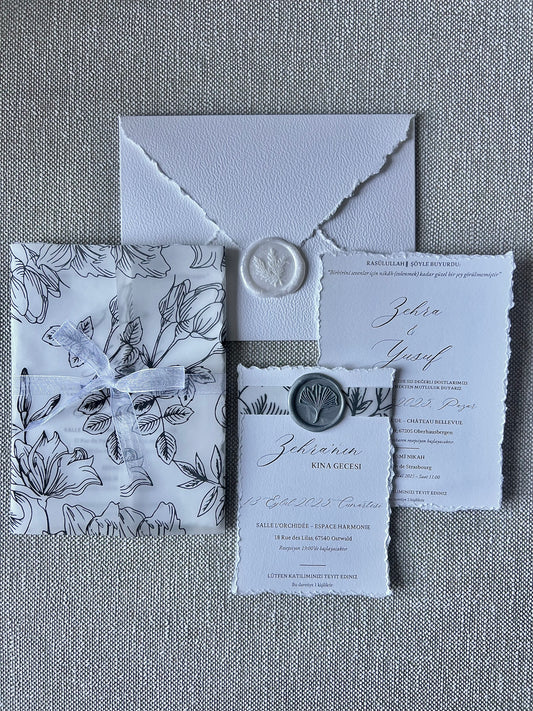 Faire-Part "CAMELIA" (Invitation mariage + Henné/Kina/RSVP)