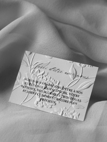 Cartes de remerciement - Embossage "Pivoine"