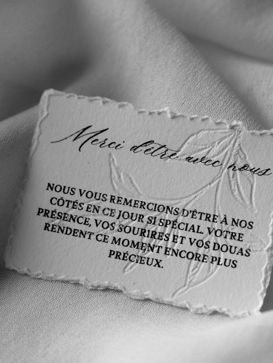Cartes de remerciement - Embossage Personnalisé