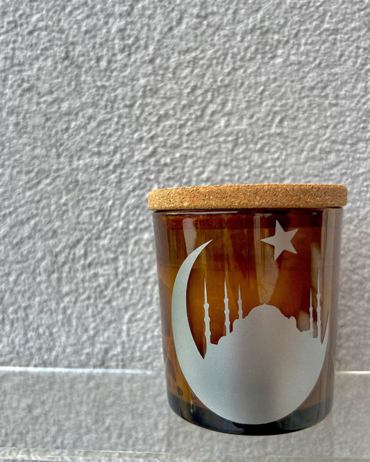 Bougie avec couvercle en liège - moyen format - Marron "Mosquée"