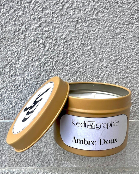 Bougie avec boîte en métal - petit format - Beige