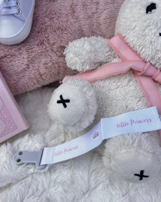 Ruban attache-tétine - Rose "Petite princesse"